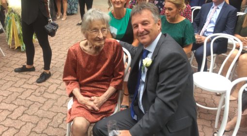 Enzo with his mother at his son's wedding